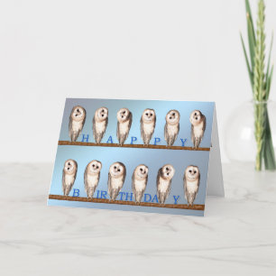 Curious owls birthday card. card