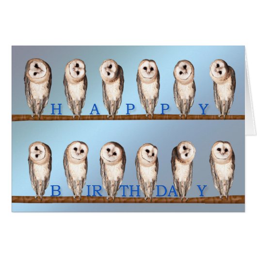 Curious owls birthday card. cards (Front Horizontal)