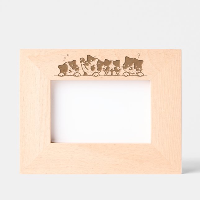 Curious Paws - Cute Cats Friends Peeking Engraved Frames (Front)