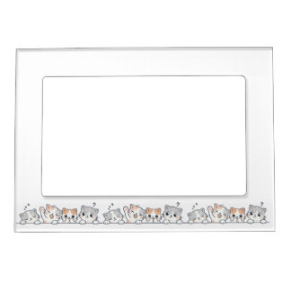 Curious Paws - Cute Cats Friends Peeking Magnetic Frame