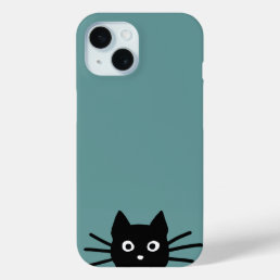 Curious Peeking Black Cat | Funny Feline iPhone 15 Case