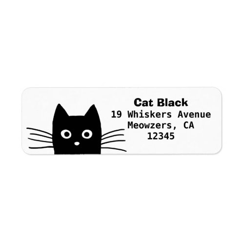 Curious Peeking Black Cat Return Address Labels