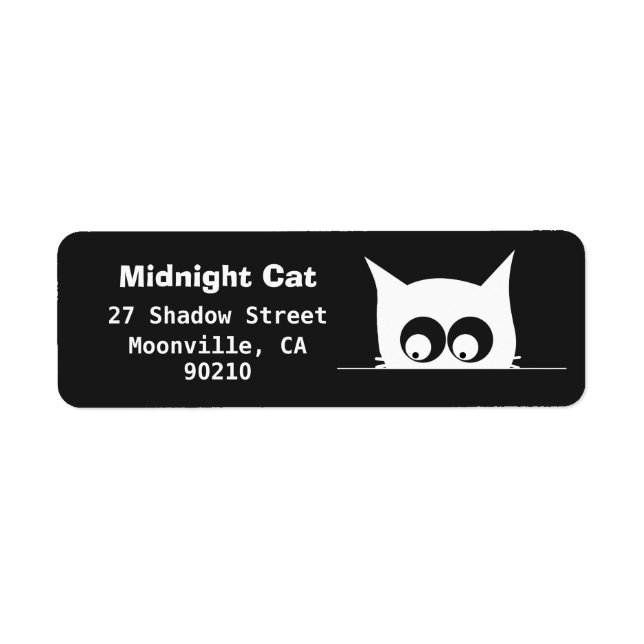 Curious Peeking Black Cat Return Address Labels (Front)