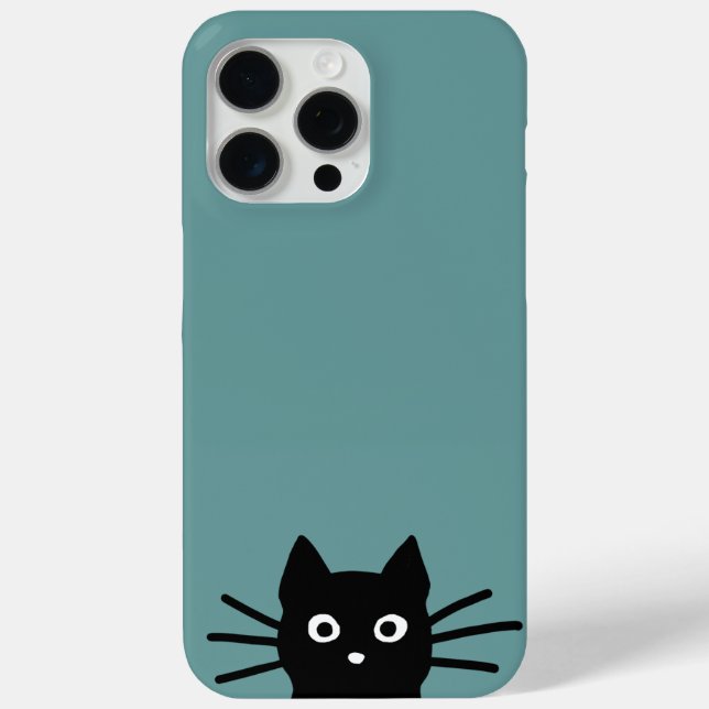 Curious Peeking Black Kitty Cat Cool Cat Lover's Case-Mate iPhone Case (Back)