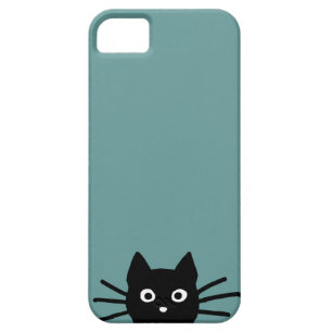 Curious Peeking Black Kitty Cat   Funny Cat Face iPhone SE/5/5s Case