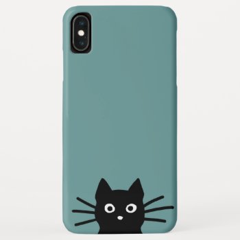 Curious Peeking Black Kitty Cat | Funny Cat Face Iphone Xs Max Case by jennsdoodleworld at Zazzle