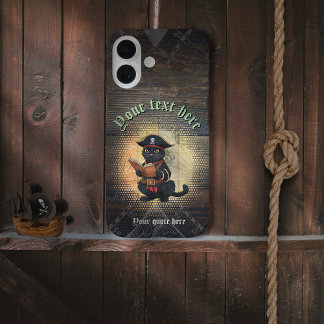 Curious pirate cat deciphers ancient mysteries iPhone 16 case