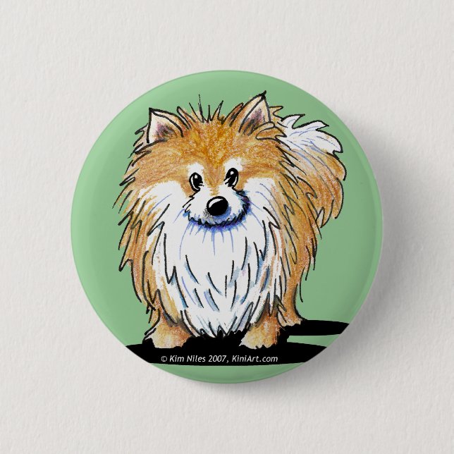 Curious Pomeranian Button (Front)