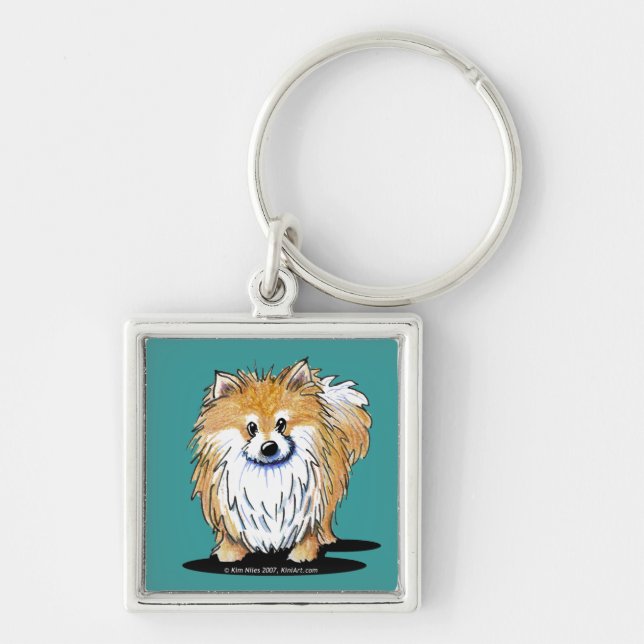 Curious Pomeranian Keychain (Front)