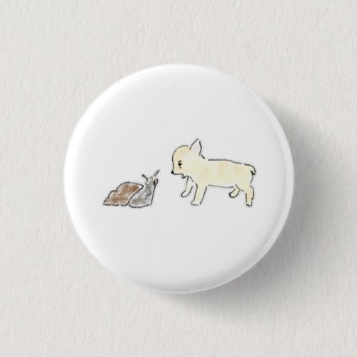 Curious Puppy and Snail Friendship Gift Button