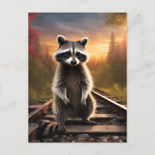 Curious Raccoon Postcard