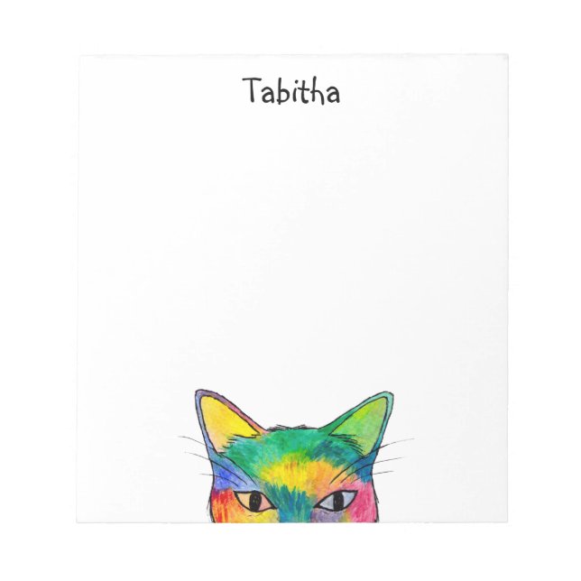 Curious Rainbow Cat Notepad (Front)