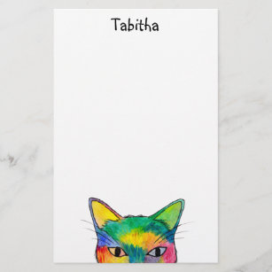 Curious Rainbow Cat Stationery