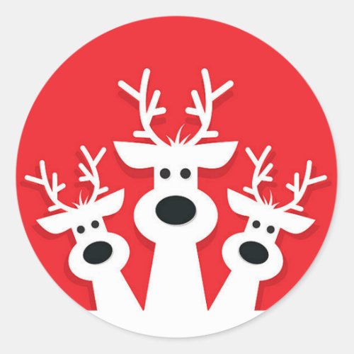 Curious Reindeer Xmas Classic Round Sticker
