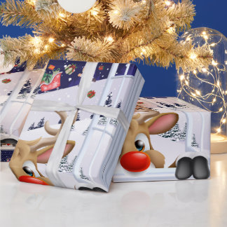Curious Rudolf Wrapping Paper