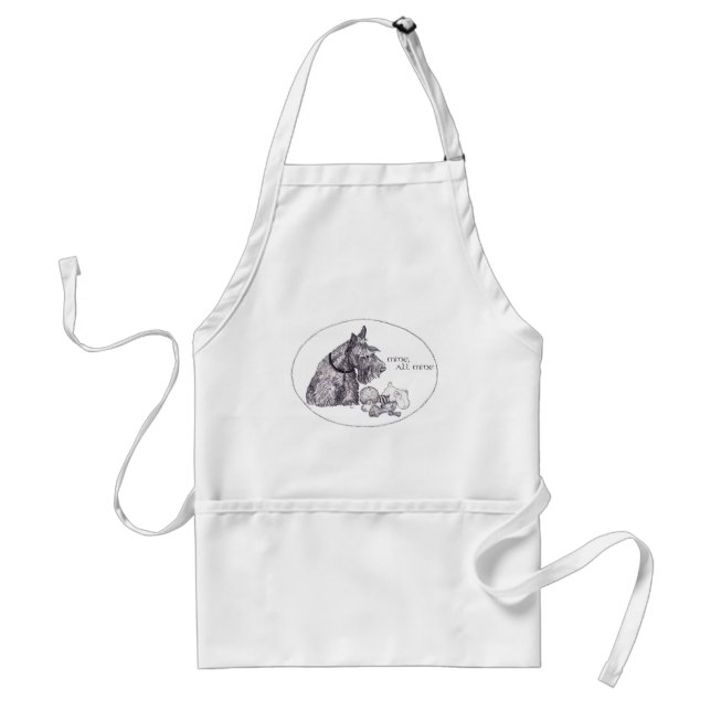 Curious Scottish Terrier Mine, all Mine Adult Apron (Front)