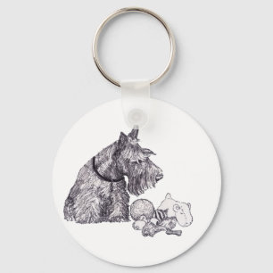 Curious Scottish Terrier Mine, all Mine Keychain