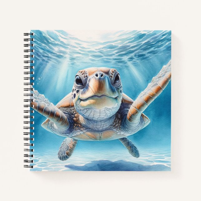 Curious Sea Turtle  Notebook (Front)