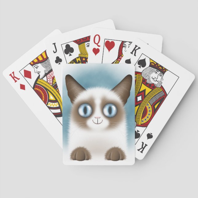 Curious Siamese Kitten Poker Cards (Back)