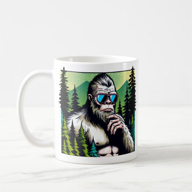 Curious Squatch with Sunglasses Coffee Mug (Left)