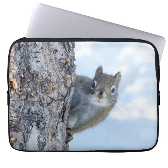 Curious Squirrel, Peaking From A Tree Laptop Sleeve (Front)