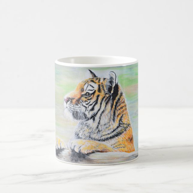 Curious Tiger Painting Coffee Mug (Center)