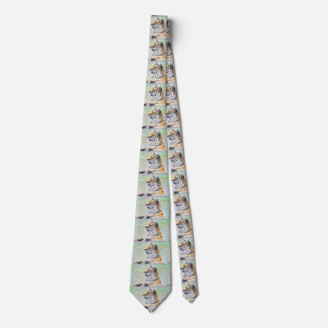 Curious Tiger Painting Neck Tie (Front)