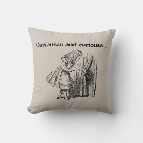 Curiouser and Curiouser Alice With Key Throw Pillow