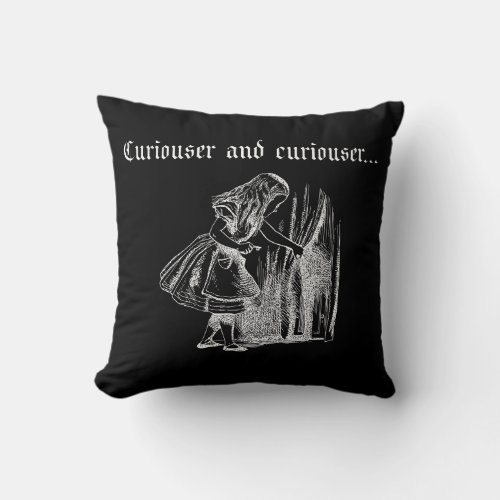 Curiouser and Curiouser Alice With Key Throw Pillow