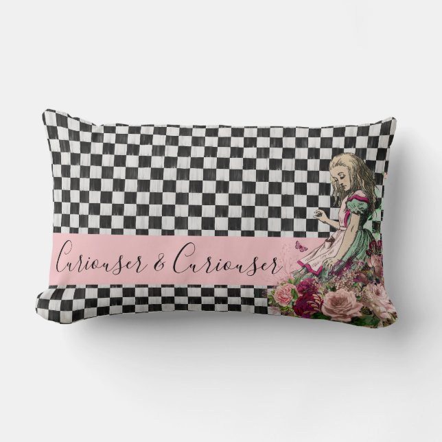 Curiouser & Curiouser Alice In Wonderland Pillow (Front)