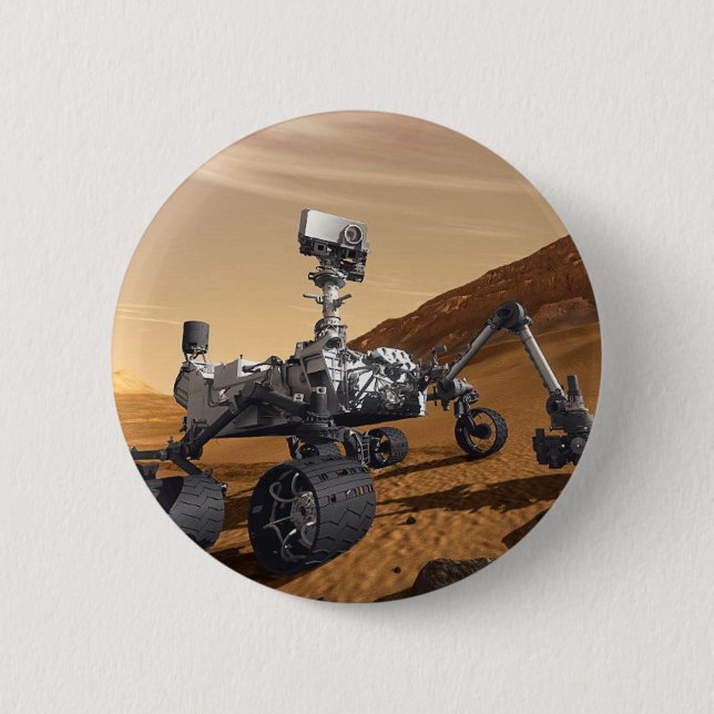 Curiousity Mars Rover, Planetary Space Mission, Pinback Button (Front)