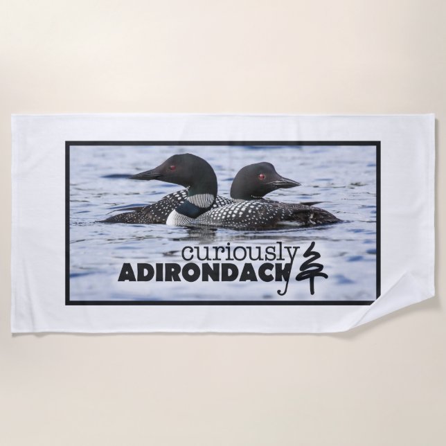 Curiously Adirondack beach towel (loons) (Front)