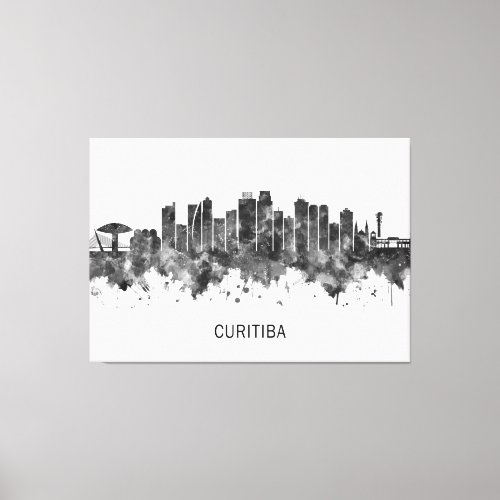 Curitiba Brazil Skyline BW Canvas Print