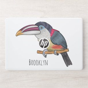 Curl crested aracari bird cartoon illustration  HP laptop skin