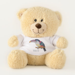Curl crested aracari bird cartoon illustration teddy bear