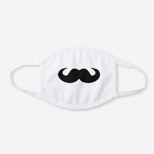 Curled Mustache White Cotton Face Mask