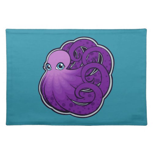 Curled Purple Spotted Octopus Ink Drawing Design Placemat