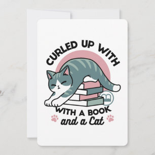 Curled Up with a Book and a Cat - Cozy Cat Reading Invitation