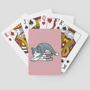 Curled Up with a Book and a Cat - Cozy Cat Reading Poker Cards
