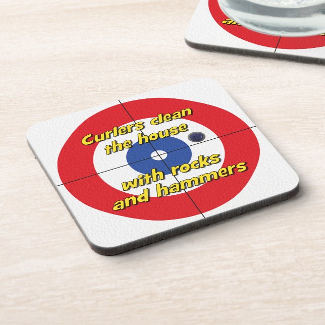 "Curlers clean the house..." Coasters - (Red) (Left Side)