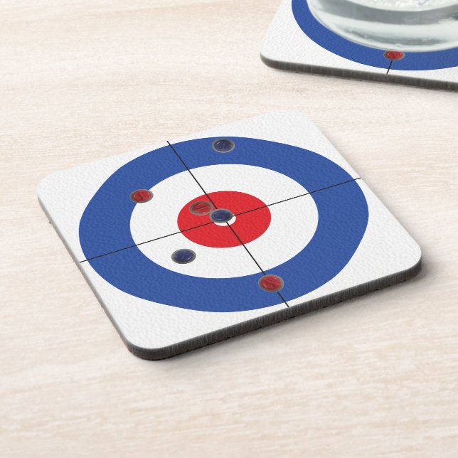 Curler's Drink Coasters - (Blue) (Left Side)
