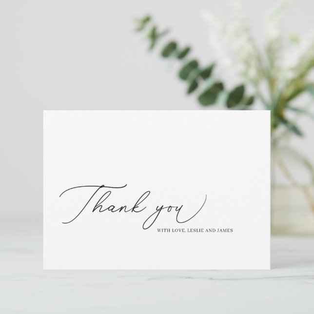 Curlicue Modern Script Thank You Card (Standing Front)