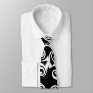 Curlicue Pentagon White On Black Neck Tie