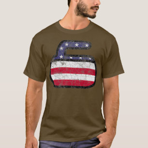 Curling 4th of July American Flag America USA T-Shirt