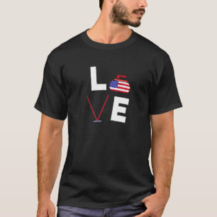 Curling American Flag Usa Curler Broom Winter Ice T-Shirt