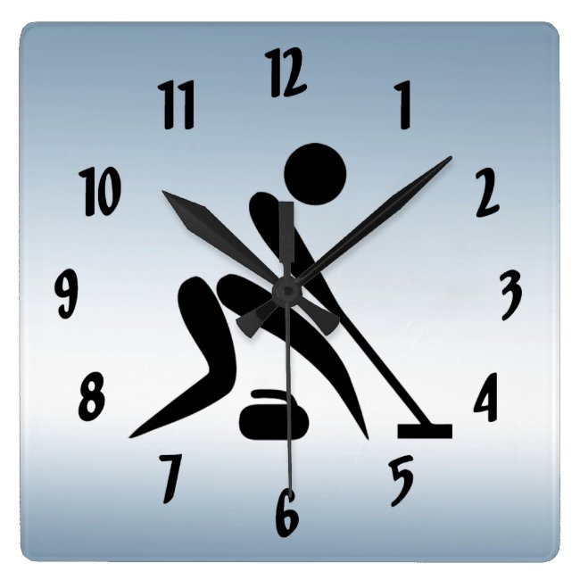 Curling Blue Wall Clock