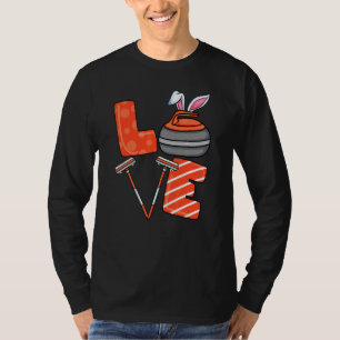 Curling Broom Bunny Ear Winter Ice Sports Curling T-Shirt