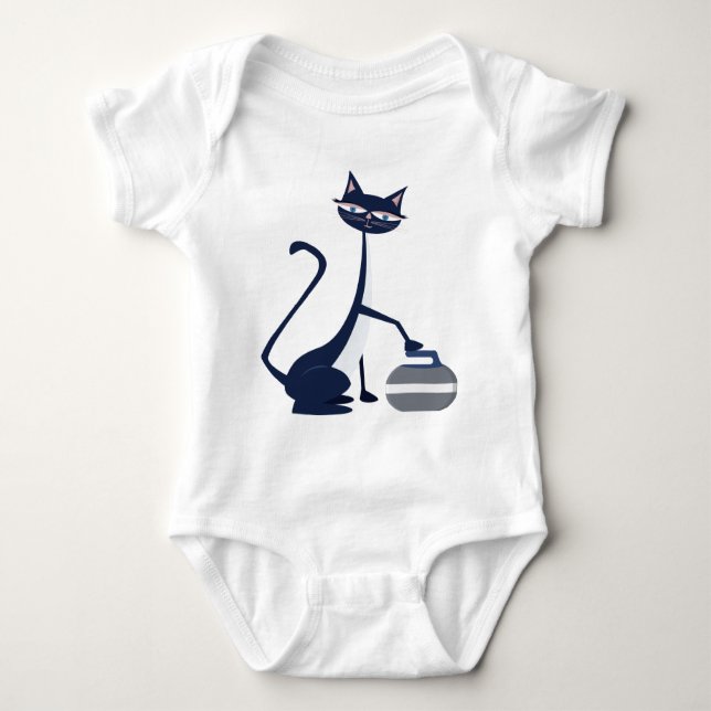 Curling cat baby bodysuit (Front)