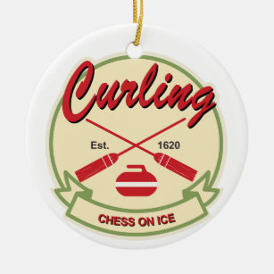 Curling: chess on ice ceramic ornament