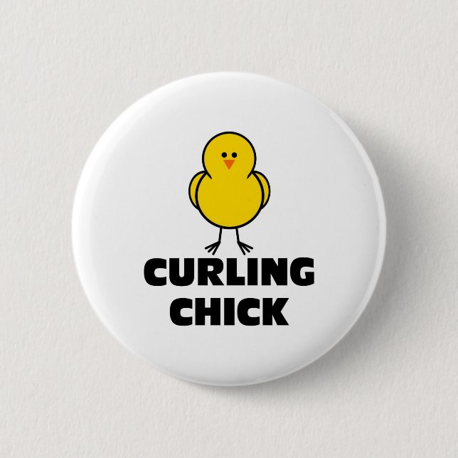 Curling Chick Button (Front)